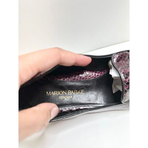 Marion Parke Shoes Womens Size 6.5US Python Snakeskin Loafers Purple Black - Picture 10 of 12